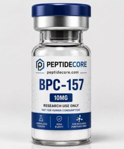 BPC-157 10mg research peptide vial by Peptide Core USA with lyophilized powder
